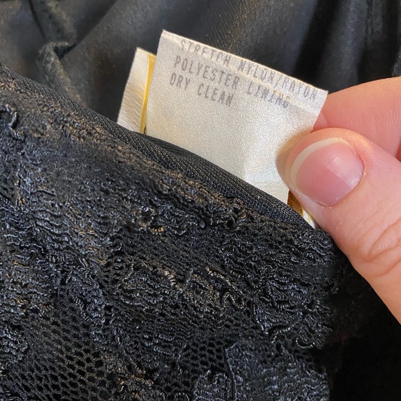 Vintage Cache Black Lace Spaghetti Strap Mini Bodycon Dress Size M - Picture 7 of 9